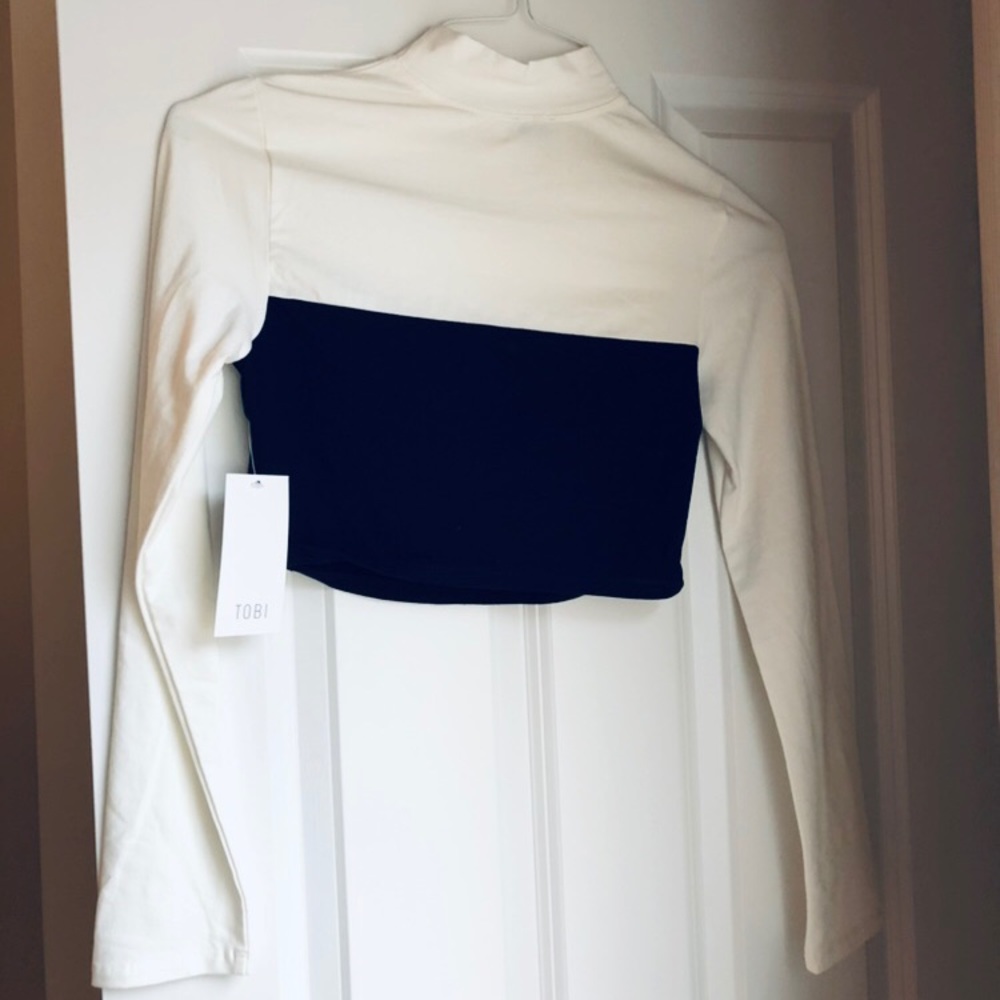 Mock turtleneck long sleeve crop top